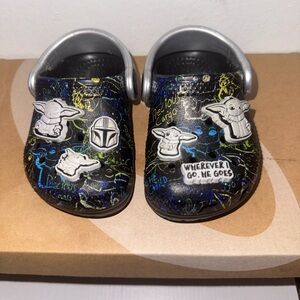 CROCS Kids Classic Clog with The Child Charms - Black with Silver